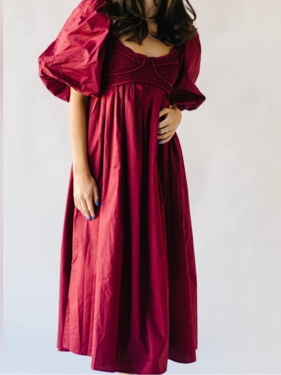 Sofie The Label Dresses & Skirts - Sofie the Label Puff-Sleeve Midi Dress in Burgundy